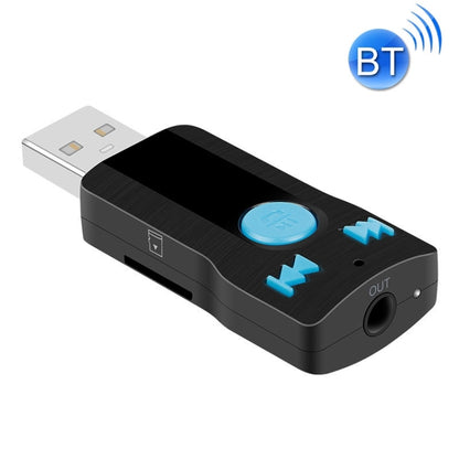 BC07 Mini Brushed Texture USB Bluetooth Receiver MP3 Player SD/TF Card Reader with Microphone & Audio Cable, Support Handsfree & AUX Output & 32GB Micro SD / TF Card & Two-sided USB Port Connecting, BC07