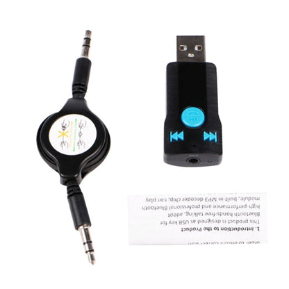 BC07 Mini Brushed Texture USB Bluetooth Receiver MP3 Player SD/TF Card Reader with Microphone & Audio Cable, Support Handsfree & AUX Output & 32GB Micro SD / TF Card & Two-sided USB Port Connecting, BC07