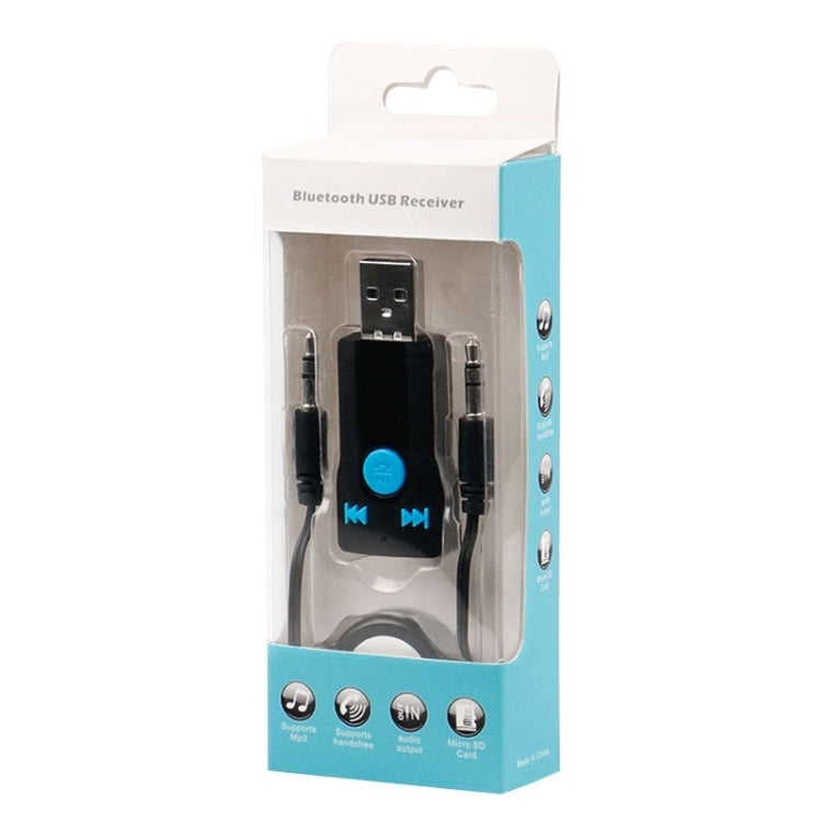 BC07 Mini Brushed Texture USB Bluetooth Receiver MP3 Player SD/TF Card Reader with Microphone & Audio Cable, Support Handsfree & AUX Output & 32GB Micro SD / TF Card & Two-sided USB Port Connecting, BC07