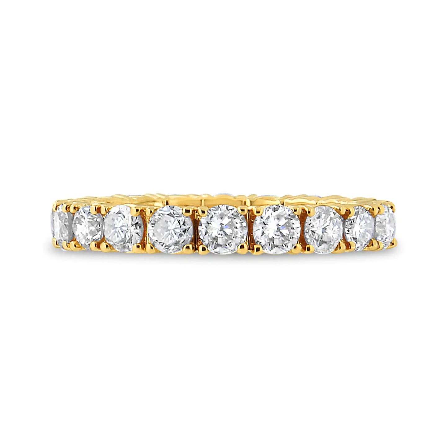 14K Yellow Gold 2.00 Cttw Shared Prong Set Round Cut Diamond Eternity Band (J-K Color, VS1-VS2 Clarity)