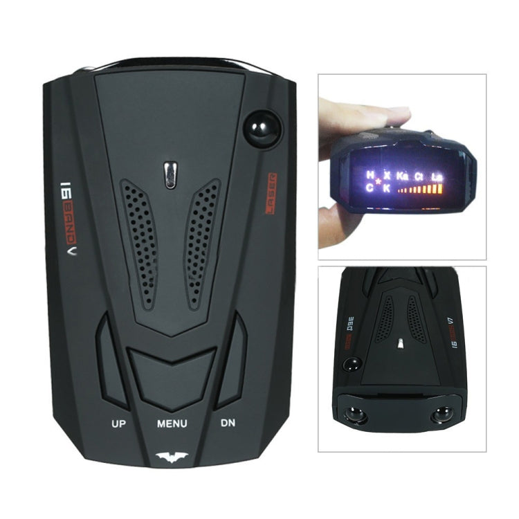 V7 Car Anti-Police Radar Detector 360 Protection Defense Laser Detection, Built-in Russian & English Voice Broadcast, V7 (Black)