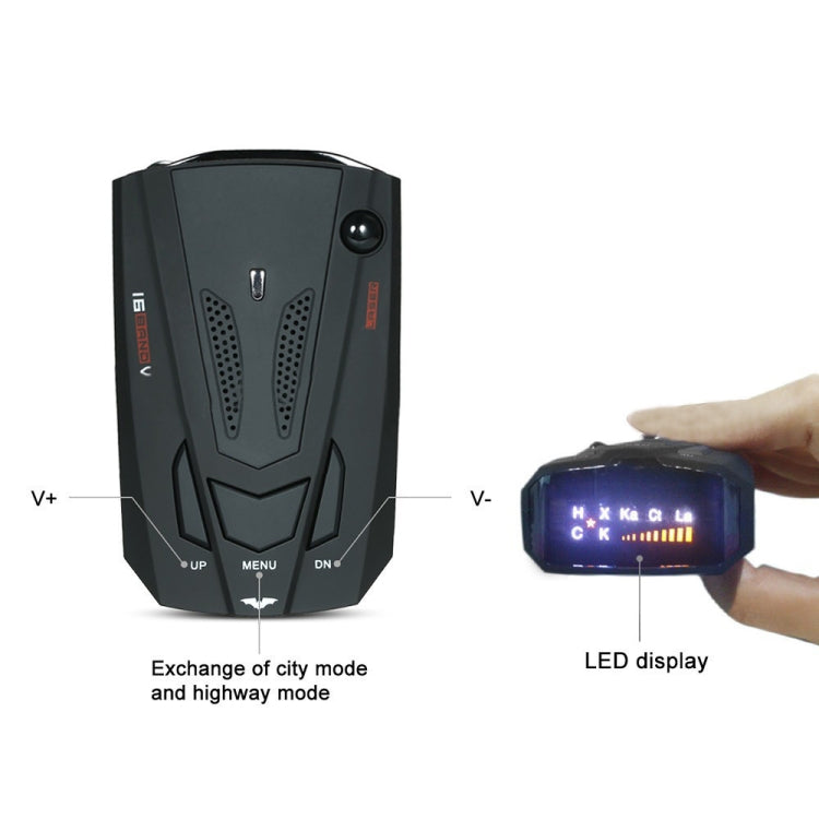 V7 Car Anti-Police Radar Detector 360 Protection Defense Laser Detection, Built-in Russian & English Voice Broadcast, V7 (Black)