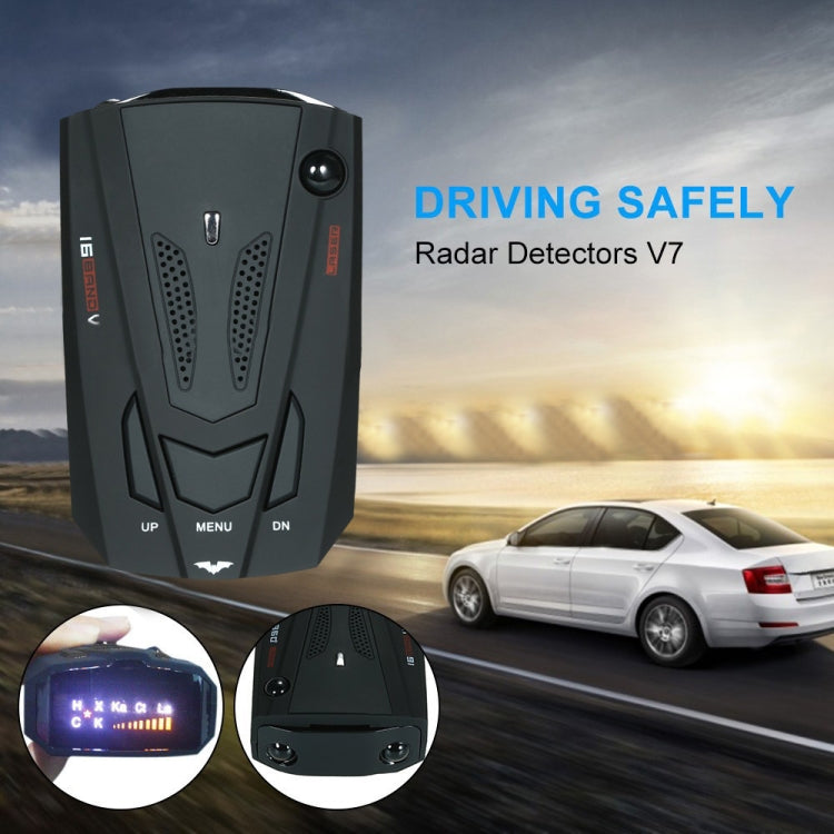 V7 Car Anti-Police Radar Detector 360 Protection Defense Laser Detection, Built-in Russian & English Voice Broadcast, V7 (Black)