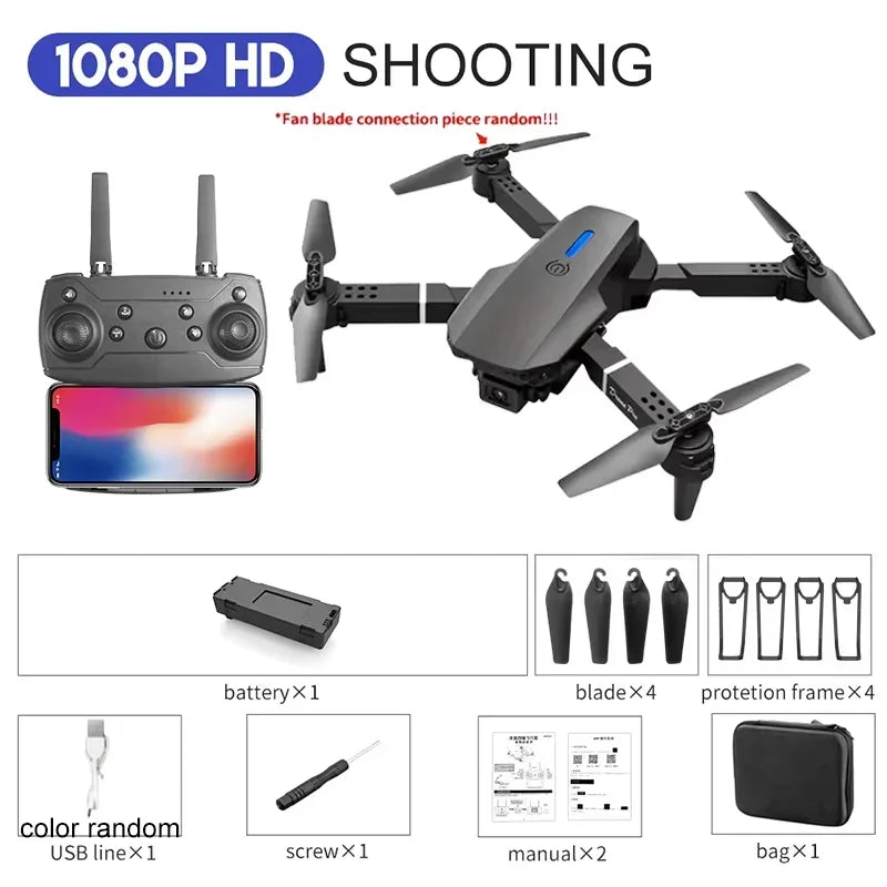 2025 E88 Professional Wide Angle RC Dron HD 4K Camera Mode Foldable Helicopter Aircraft Quadcopter Drone Kid Gift Toys