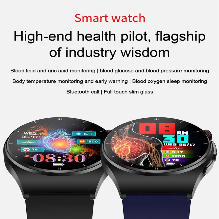 ET340 1.46 inch Color Screen Smart Silicone Strap Watch,Support Blood Oxygen / Blood Glucose / Uric Acid Measurement / Blood Lipid Monitoring