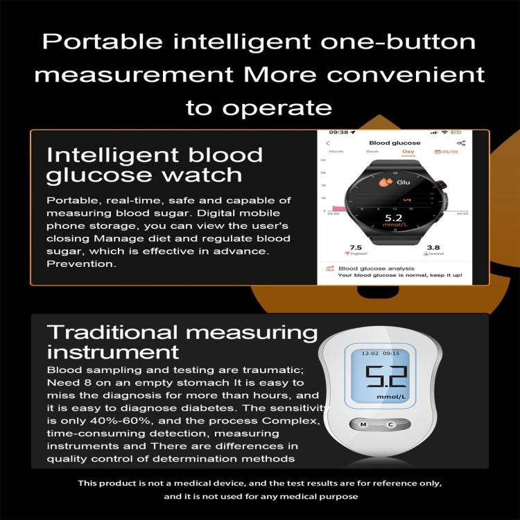 ET340 1.46 inch Color Screen Smart Silicone Strap Watch,Support Blood Oxygen / Blood Glucose / Uric Acid Measurement / Blood Lipid Monitoring