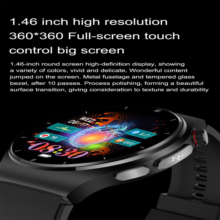 ET340 1.46 inch Color Screen Smart Silicone Strap Watch,Support Blood Oxygen / Blood Glucose / Uric Acid Measurement / Blood Lipid Monitoring