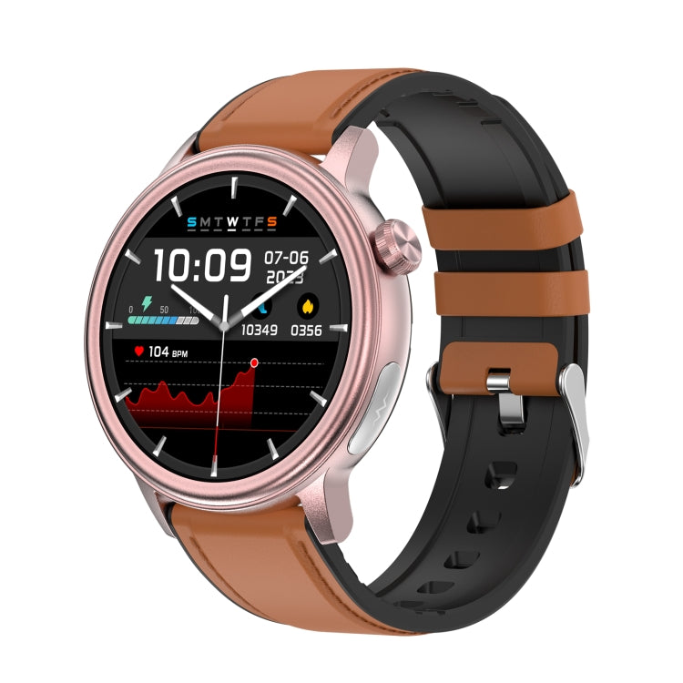 ET470 1.39 inch Color Screen Smart Watch Leather Strap, Support Bluetooth Call / ECG