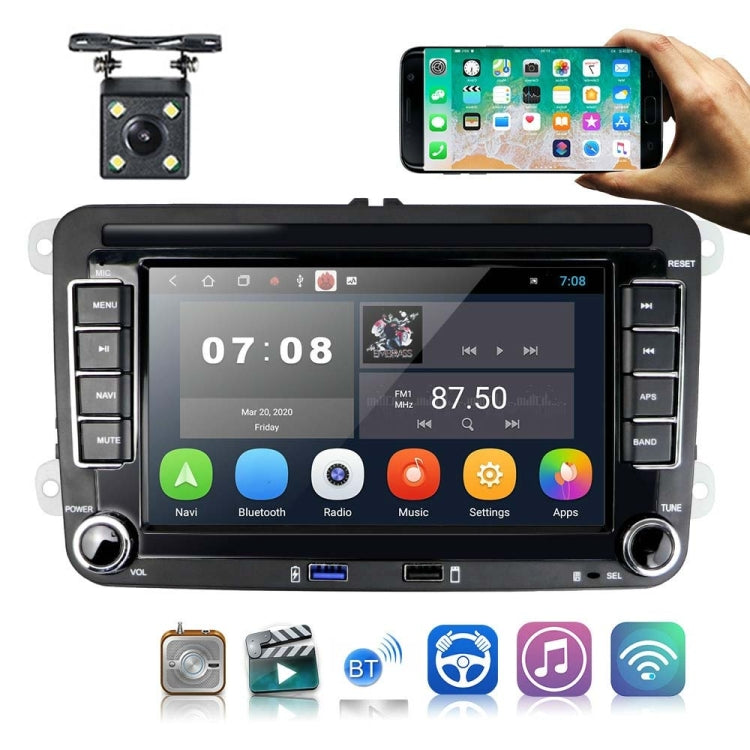 For Volkswagen Q3300KT 7-inch 1+16G Car Multimedia Player Navigation Bluetooth Reversing Integrated Machine Android 10.0, 1+16G 4Lights Camera, 1+16G 8Lights Camera, 1+16G 12Lights Camera