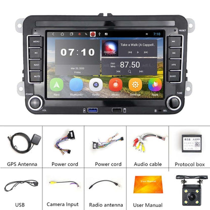 For Volkswagen Q3300KT 7-inch 1+16G Car Multimedia Player Navigation Bluetooth Reversing Integrated Machine Android 10.0, 1+16G 4Lights Camera, 1+16G 8Lights Camera, 1+16G 12Lights Camera