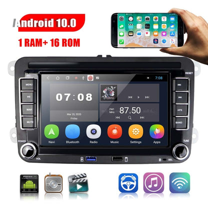 For Volkswagen Q3300KT 7-inch 1+16G Car Multimedia Player Navigation Bluetooth Reversing Integrated Machine Android 10.0, 1+16G 4Lights Camera, 1+16G 8Lights Camera, 1+16G 12Lights Camera