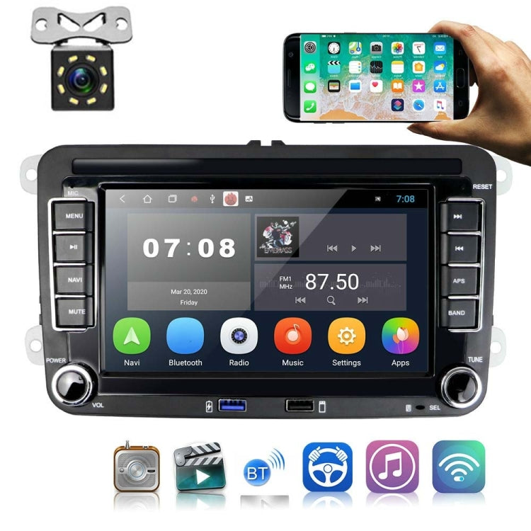 For Volkswagen Q3300KT 7-inch 1+16G Car Multimedia Player Navigation Bluetooth Reversing Integrated Machine Android 10.0, 1+16G 4Lights Camera, 1+16G 8Lights Camera, 1+16G 12Lights Camera