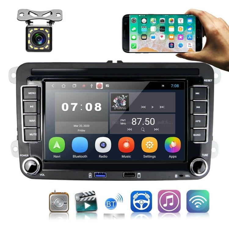 For Volkswagen Q3300KT 7-inch 1+16G Car Multimedia Player Navigation Bluetooth Reversing Integrated Machine Android 10.0, 1+16G 4Lights Camera, 1+16G 8Lights Camera, 1+16G 12Lights Camera