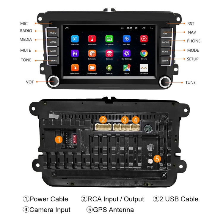 A3040 For Volkswagen 7-inch 2+32G Android Car Navigation Central Control Large Screen Player With Wireless CarPlay, Standard, Standard+4Lights Camera, Standard+8Lights Camera, Standard+12Lights Camera, Standard+AHD Camera