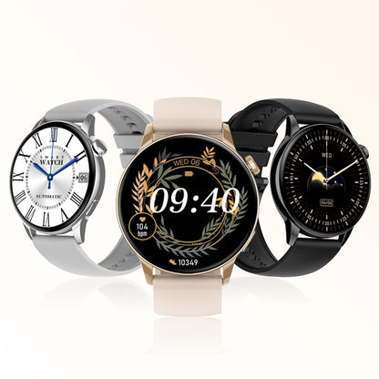 HD1 1.3 Inch AMOLED Screen Smart Watch with NFC Function, Gold Steel+Silicone Strap, Silver Steell+Silicone Strap, Black Steell+Silicone Strap