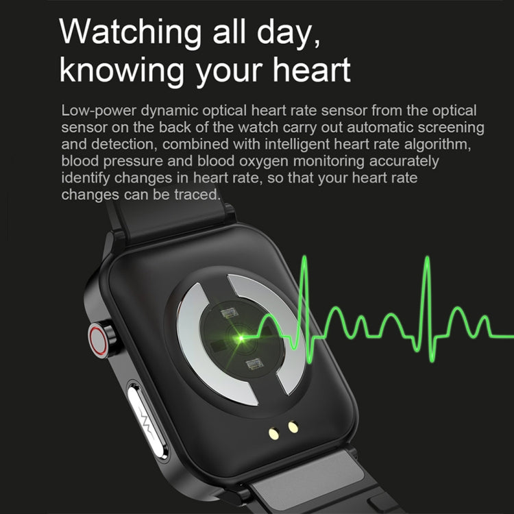 LOANIY E86 1.7 Inch Heart Rate Monitoring Smart Bluetooth Watch, Blue, Black, Red, Black Leather, Brown Leather, Black Steel