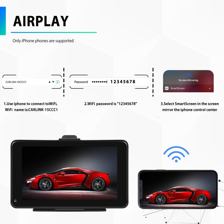 A3135 7 Inches HD Wired Smart Screen With Wireless CarPlay + Android Auto + Android, Without Camera, With Camera