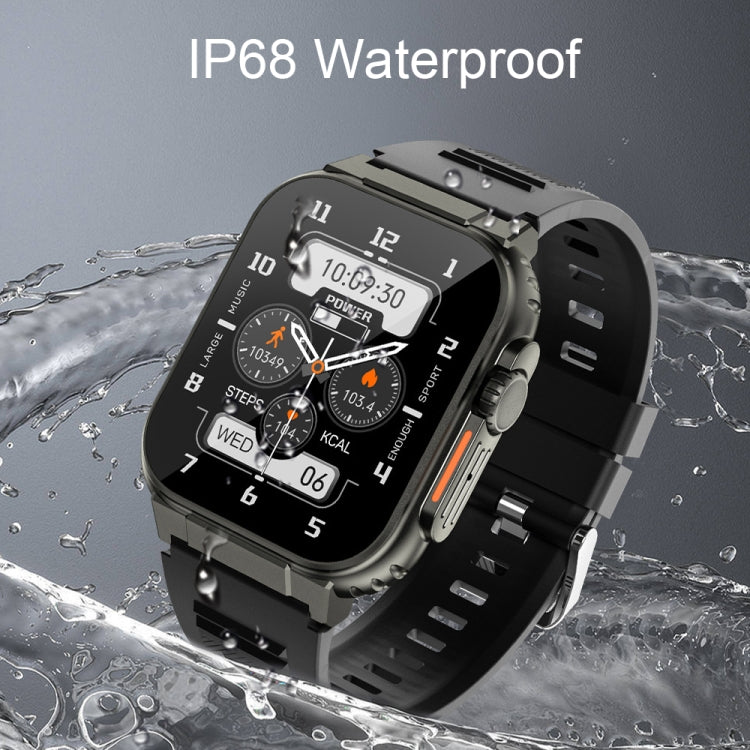 A70 1.96 Inch Health Monitoring Multifunctional IP68 Waterproof Bluetooth Call Smart Watch, Black, Orange