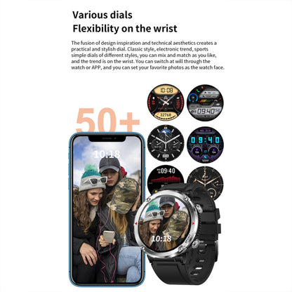 T30 1.6-inch Outdoor Sports Waterproof Smart Music Bluetooth Call Watch, Black, Dark Green, Black Steel+Silicone, Black Net+Silicone