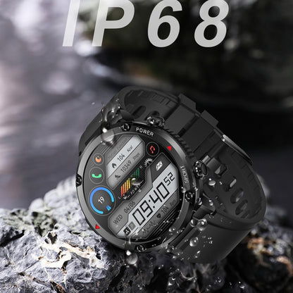 T30 1.6-inch Outdoor Sports Waterproof Smart Music Bluetooth Call Watch, Black, Dark Green, Black Steel+Silicone, Black Net+Silicone