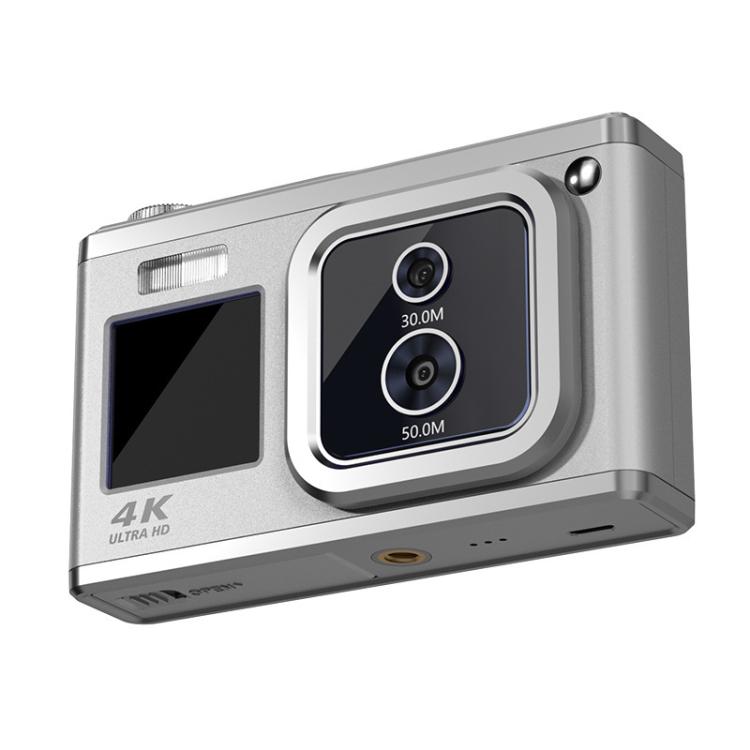 4K HD Optical Dual Lens Digital Camera 50MP Dual Screen Selfie Camera, No Memory, Black, White, Silver