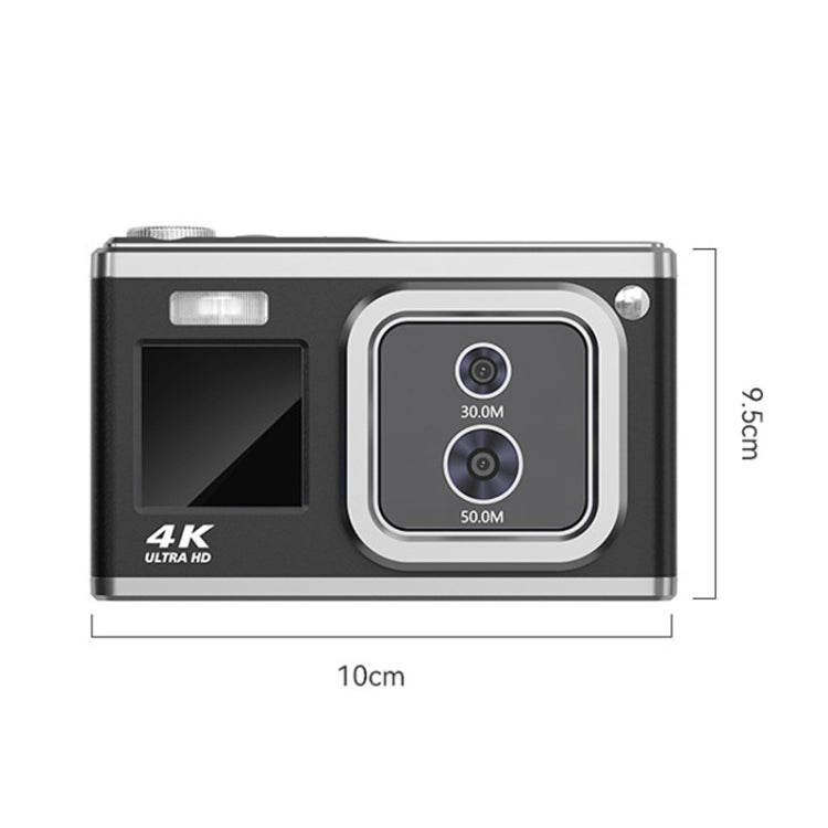 4K HD Optical Dual Lens Digital Camera 50MP Dual Screen Selfie Camera, No Memory, Black, White, Silver