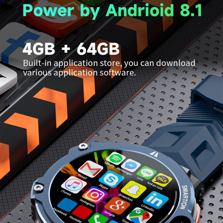 LOKMAT APPLLP6 PRO 1.54-inch 4G+64G Android 8.1 Dual-camera Independent Card Smart Watch