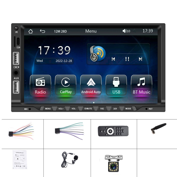 7-inch Double Din Car MP5 Player Support CarPlay/Android Auto/Mirror Link/Bluetooth, Standard Edition, With 4-light Camera, With 12-light Camera, With AHD Camera