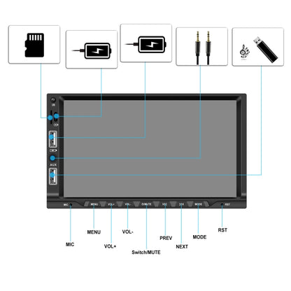 7-inch Double Din Car MP5 Player Support CarPlay/Android Auto/Mirror Link/Bluetooth, Standard Edition, With 4-light Camera, With 12-light Camera, With AHD Camera