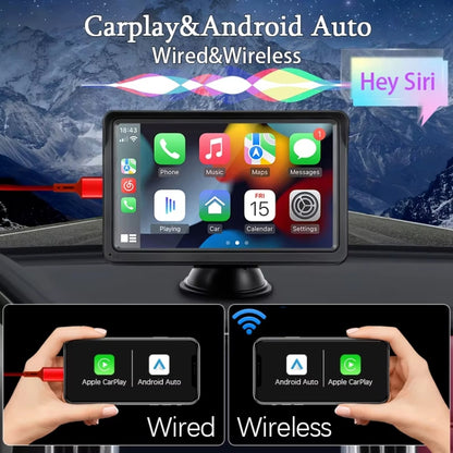 7 Inch Bluetooth 5.0 Portable CarPlay Monitor, Display, Display + Camera