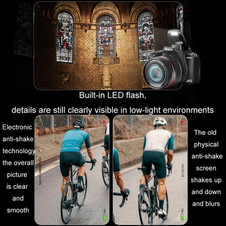 Ordro 4K Ultra HD Rotating Screen Optical Zoom Digital Camera, G700