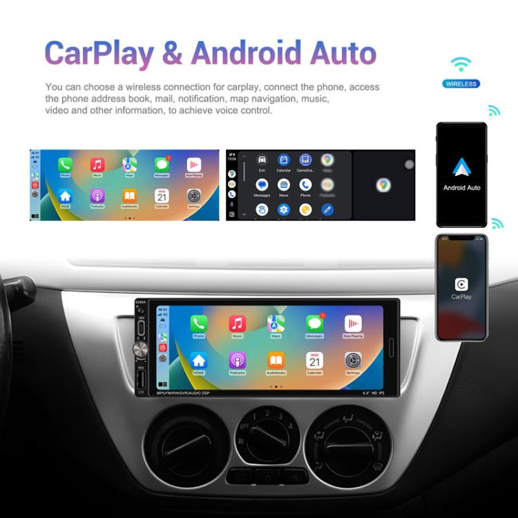 6.9 Inch Horizontal Screen Android 13.0 Car Player Car Center Control Integrated Machine, 2+32G, 2+32G+12 Lights Camera+Mic, 2+32G+AHD Camera+Mic