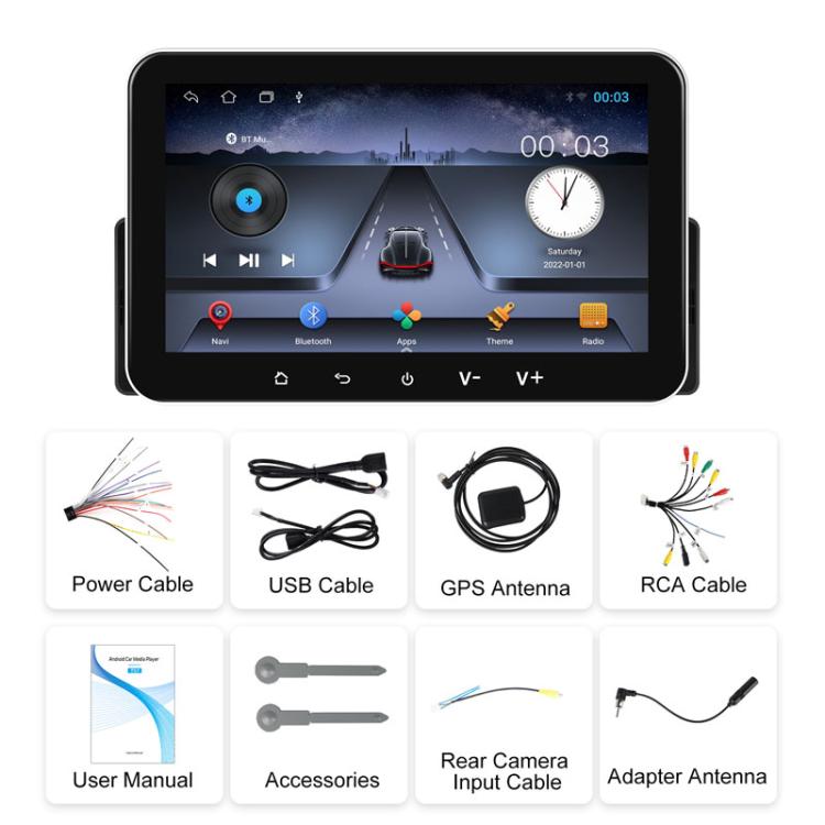 7 inch Horizontal Screen Android 13.0 Single Spindle Universal Car Multimedia Player, Standard, Standard+Camera+Mic