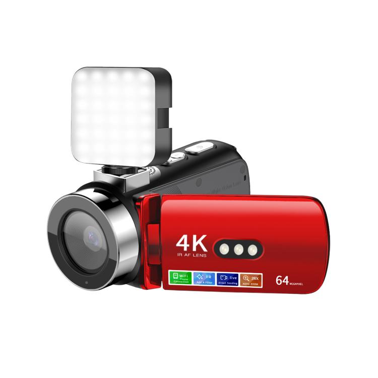 WiFi HD 4K Lightless Colorful Night Vision Digital Video Camera, Black, Black + Fill Light, Black + Lens Hood, Black + Wireless Noise Reduction Microphone, Black + Bracket, Black 4pcs /Set, Red, Red + Fill Light, Red + Lens Hood