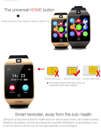 Q18S 1.54 inch IPS Screen MTK6260A Bluetooth 3.0 Smart Watch Phone, Pedometer / Sedentary Reminder / Sleeping Monitor  / Anti-Loss / Remote Camera / GSM / 0.3M Camera, WA3241BJ, WA3241BS, WA3241H, WA3241WJ, WA3241WS