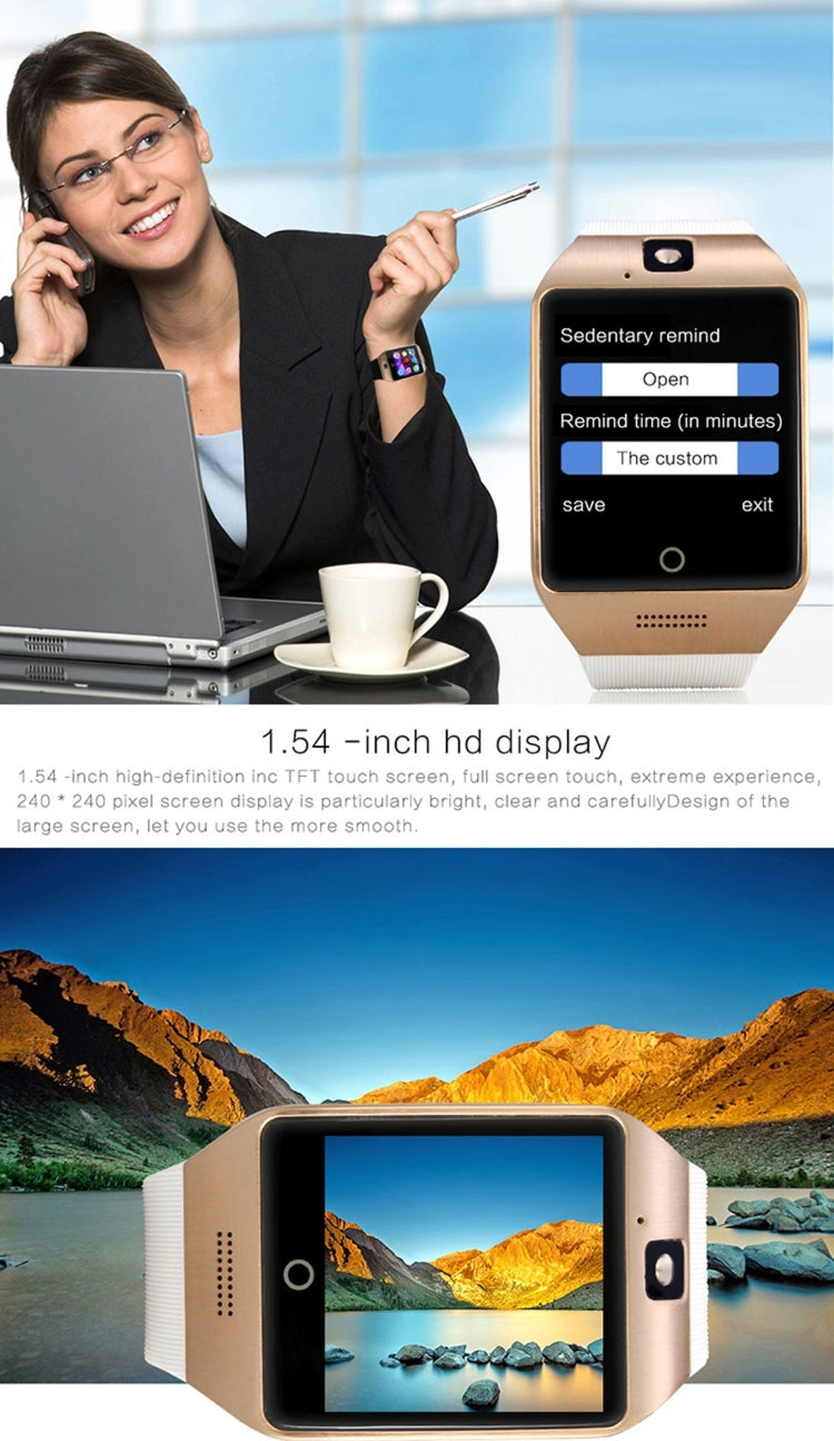 Q18S 1.54 inch IPS Screen MTK6260A Bluetooth 3.0 Smart Watch Phone, Pedometer / Sedentary Reminder / Sleeping Monitor  / Anti-Loss / Remote Camera / GSM / 0.3M Camera, WA3241BJ, WA3241BS, WA3241H, WA3241WJ, WA3241WS