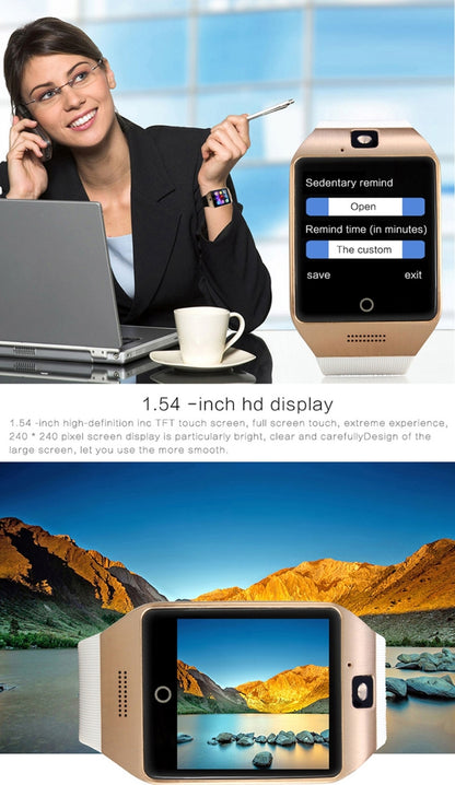 Q18S 1.54 inch IPS Screen MTK6260A Bluetooth 3.0 Smart Watch Phone, Pedometer / Sedentary Reminder / Sleeping Monitor  / Anti-Loss / Remote Camera / GSM / 0.3M Camera, WA3241BJ, WA3241BS, WA3241H, WA3241WJ, WA3241WS