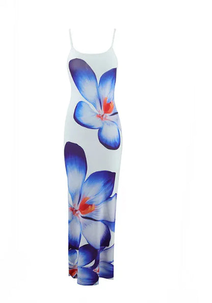 Elegant Floral Slit Midi Dress