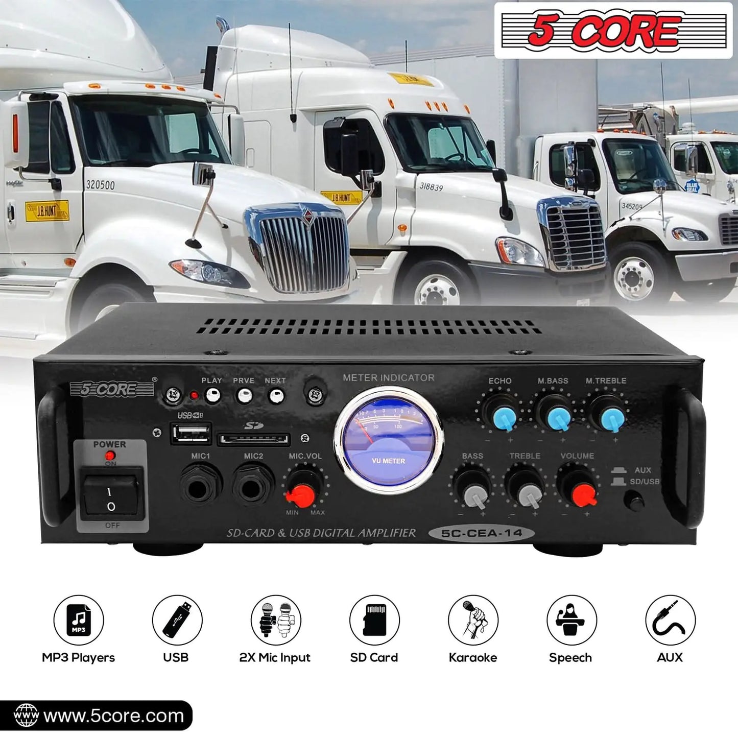 5Core 300W Dual-Channel Car Amp