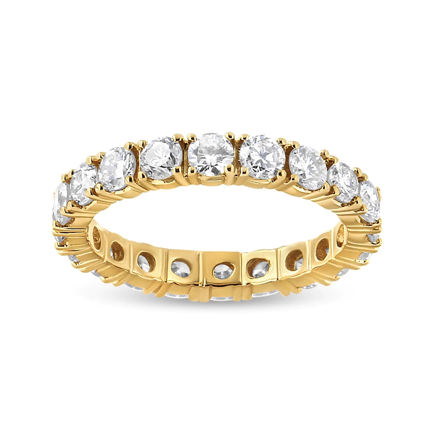 14K Yellow Gold 2.00 Cttw Shared Prong Set Round Cut Diamond Eternity Band (J-K Color, VS1-VS2 Clarity)