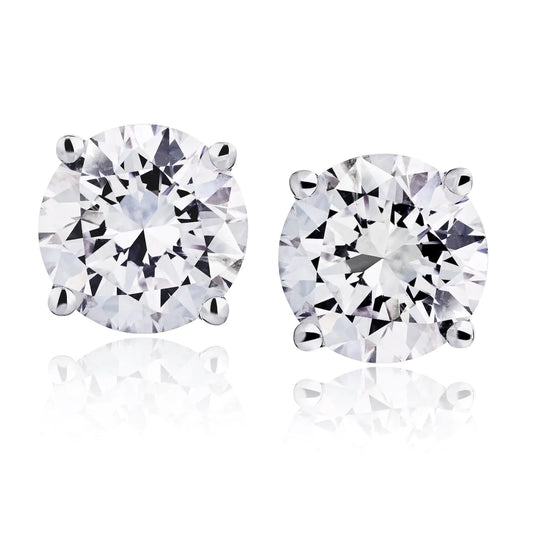 1/4 cttw Natural Diamond Earrings AGS Certified Diamond Stud Earrings for Women 14 Karat White Gold Round Brilliant Shaped Earrings 4 Prong Setting with Screw Back and Post Studs